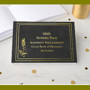 Texture en cuir noir fête d'anniversaire Gold Foil