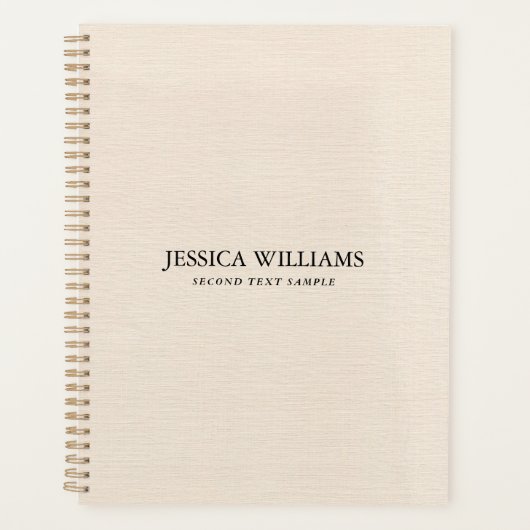 Texture en lin beige simple typographie noire (Devant)