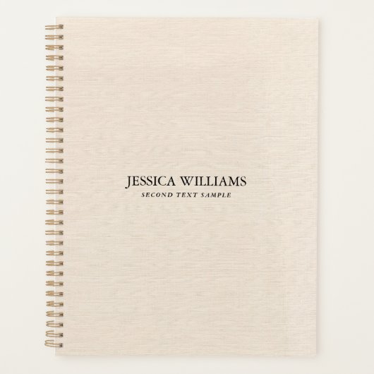 Texture en lin beige simple typographie noire (Devant)