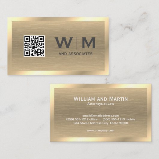 Texture métal or | Carte de visite DE CODE QR (Devant / Derrière)