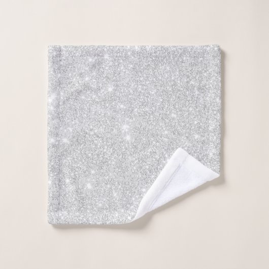 Texture Parties scintillant argent blanc brillant (Gant de toilette)