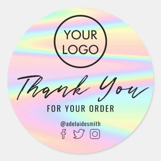 texture pastel merci sticker rond classique (Devant)