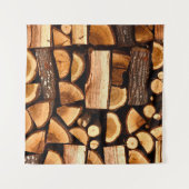 Texture. Pile of chopped fire wood stored, winterw Wandkleed (Voorkant (horizontaal))