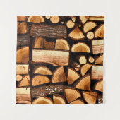 Texture. Pile of chopped fire wood stored, winterw Wandkleed (Voorkant)