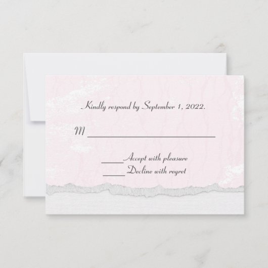texture rose pâle avec bordure à bord déchiré RSVP (Devant)