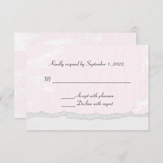 texture rose pâle avec bordure à bord déchiré RSVP (Devant / Derrière)