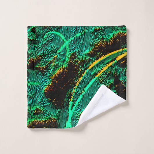 Texture rugueuse cyan vert foncé avec cratères bru (Gant de toilette)