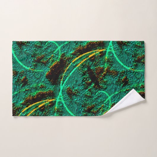 Texture rugueuse cyan vert foncé avec cratères bru (Serviette à main)