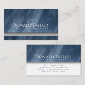 Texture velours bleu moderne Monogramme Carte de v (Devant / Derrière)