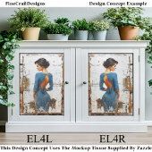 Textured Art, Elegant Lady in Blue EL4R Decoupage Tissuepapier