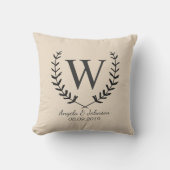 Textured Cotton Wreated and Monogrammed Buitenkussen (Voorkant)