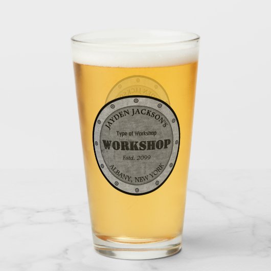 Textured Effect Shop Workshop Shed Man Cave Pint Glas (Voorkant gevuld)
