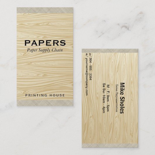 Textured Fabric with Wood Grain Pattern Visitekaartje (Voorkant / Achterkant)