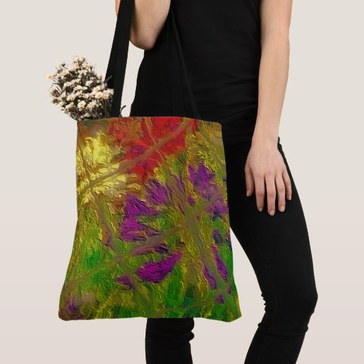"Textured Florals" (groot) schoudertote Draagtas (Dichtbij)