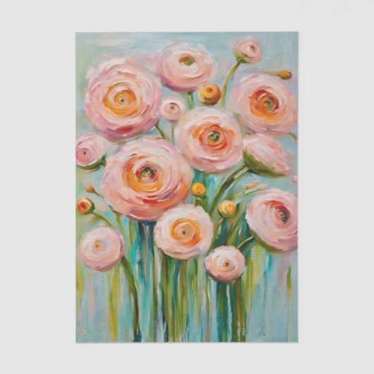 Textured Flowers Decoupage Tissue Paper Tissuepapier (Voorkant)