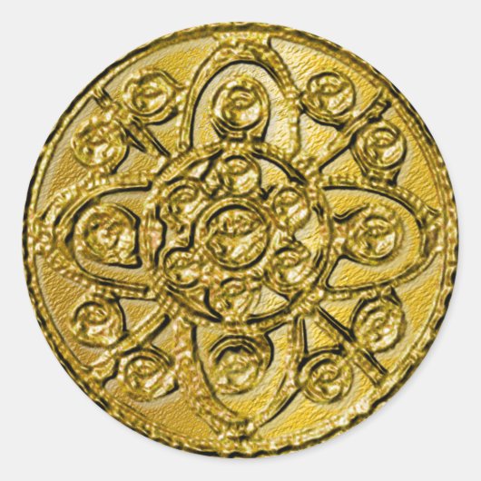 Textured Gold Filigree Ronde Sticker (Voorkant)