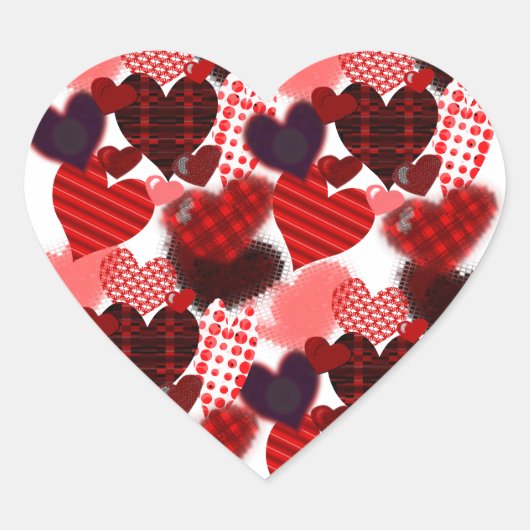 Textured Heart Collage Hart Sticker (Voorkant)