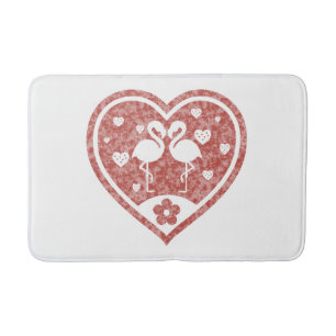 Textured Heart Flamingo Love Badmat