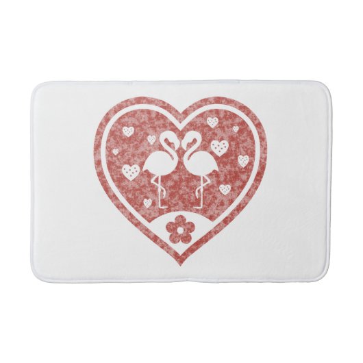 Textured Heart Flamingo Love Badmat (Voorkant)