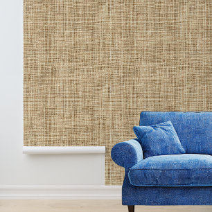 Textured Look Burlap Linnen Tan Behang