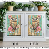 Textured Mixed Media Uil, Rustieke DJ3L Decoupage Tissuepapier