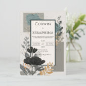 Textured Modern Foliage Wedding Kaart (Staand voorkant)