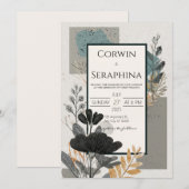 Textured Modern Foliage Wedding Kaart (Voorkant / Achterkant)