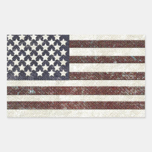 Textured oude stijl Amerikaanse vlag Rechthoekige Sticker