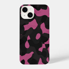 Textured pink and black camo abstract iPhone 14 Hoesje
