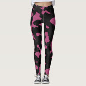  Textured pink and black camo abstract Leggings (Voorkant)