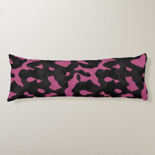  Textured pink and black camo abstract Lichaamskussen (Voorkant)