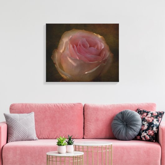 Textured Pink Rose Canvas Print (Insitu (Woonkamer))