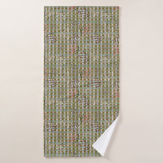 Textured Pointillism Grid Pattern Artwork (Serviette de bain)