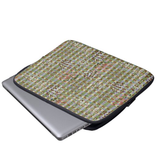 Textured Pointillism Grid Pattern Artwork Laptop Sleeve (Voorkant onderkant)