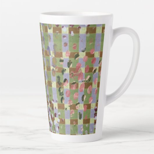 Textured Pointillism Grid Pattern Artwork Latte Mok (Rechts)