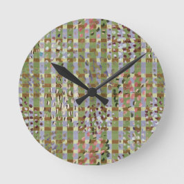 Textured Pointillism Grid Pattern Artwork Ronde Klok