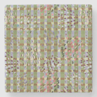 Textured Pointillism Grid Pattern Artwork Stenen Onderzetter