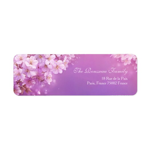 Textured Purple Ethereal Cherry Blossom Etiket (Voorkant)