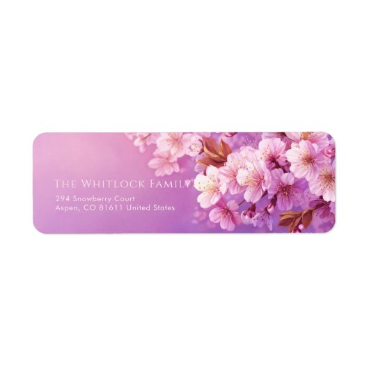 Textured Purple Pink Blossom Botanical Etiket (Voorkant)