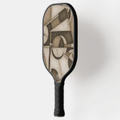 Textured Sepia Toned Geometric Abstract Art Pickleball Paddle (Links)