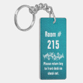 Textured Turquoise Hotel Number Room Sleutelhanger (Voorkant Links)