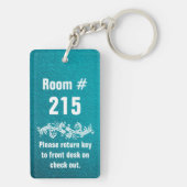 Textured Turquoise Hotel Number Room Sleutelhanger (achterkant)
