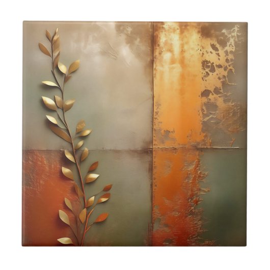 Textured Versleten Metaal in Koper Tegeltje (Voorkant)