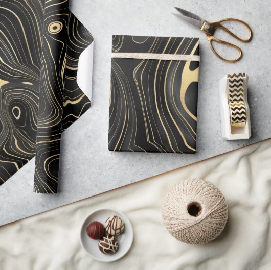 Texturen van zwarte en gouden geode cadeaupapier (Crafts)