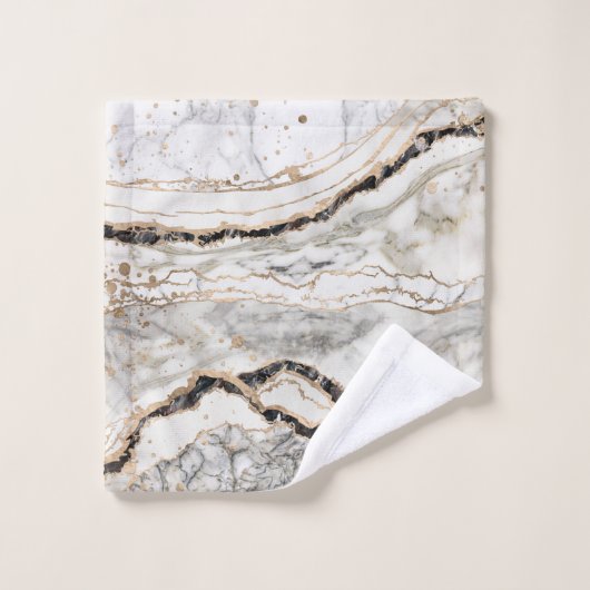Textures en marbre blanc et noir Abstrait (Gant de toilette)