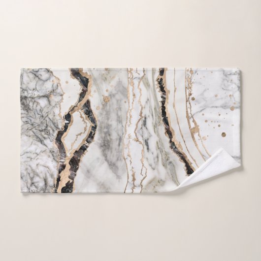 Textures en marbre blanc et noir Abstrait (Serviette à main)