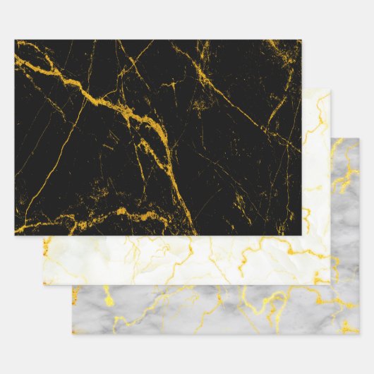 Textures en marbre Verres en or Feuilles en papier (Lot)