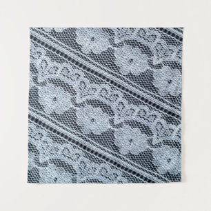 Textuur, achtergrond, patroon. witte kant stof. T Wandkleed