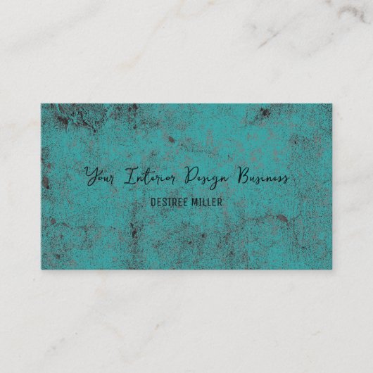 Textuur Blauwgroen Zwart Chic Designer Visitekaartje (Voorkant)