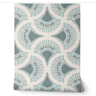 Textuur Boho Geometrische Zonnewaaiers - Grijsacht Behang